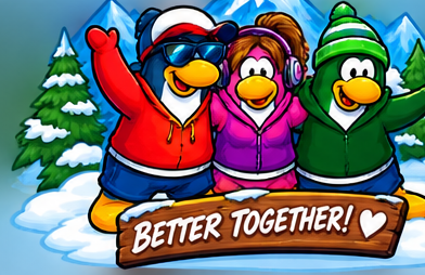 Three staff penguins together