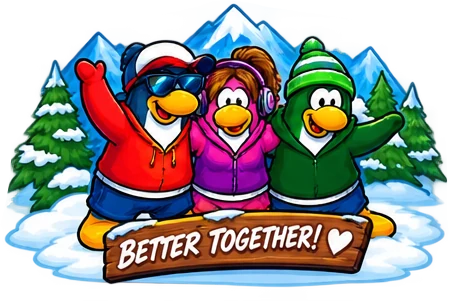 Three penguins together