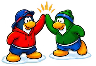 Two penguins high-fiving