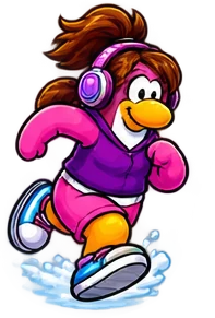 A penguin sprinting toward the gym